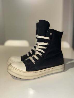 Rick Owens DRKSHDW Ramones High-Top Canvas Sneakers Size 39